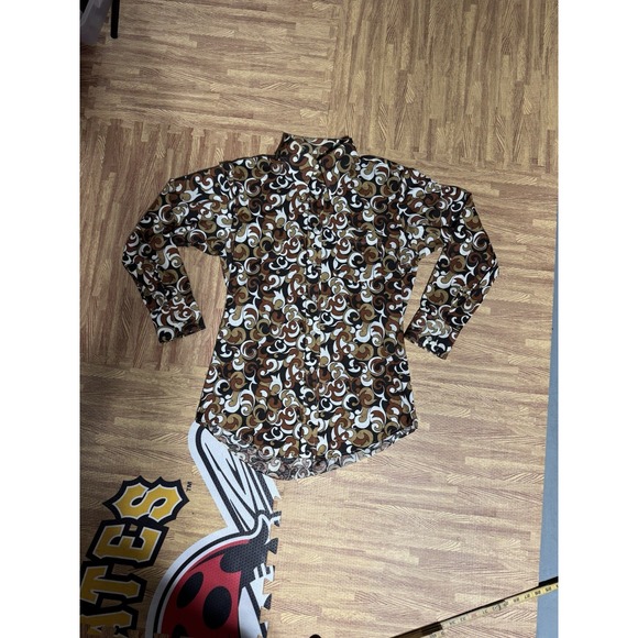 Tops - Vtg Contour Knit National Shirt Shops Brown and Black Paisley Shirt Women's L